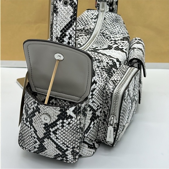 Michael Kors Snake Print Shoulder Bag - Black and White - Picture 13 of 16